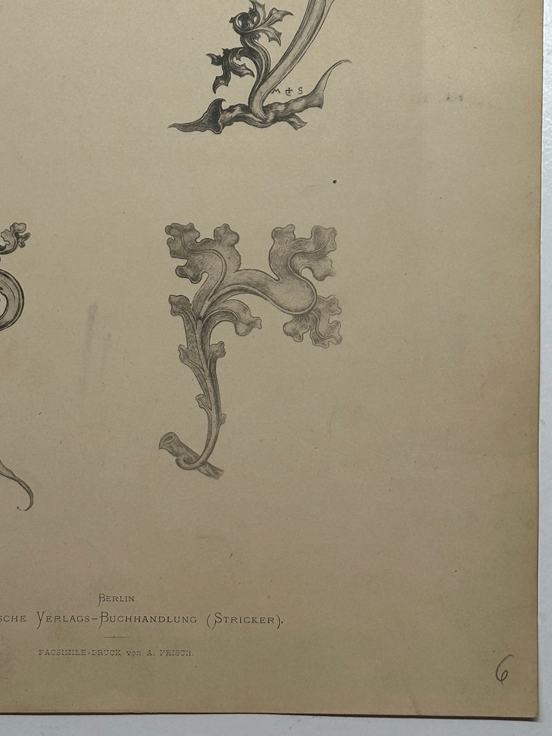 19th Century Decorative Art Ornament Lithograph Portfolio Print Germany 1877 #6   - TvMovieCards.com