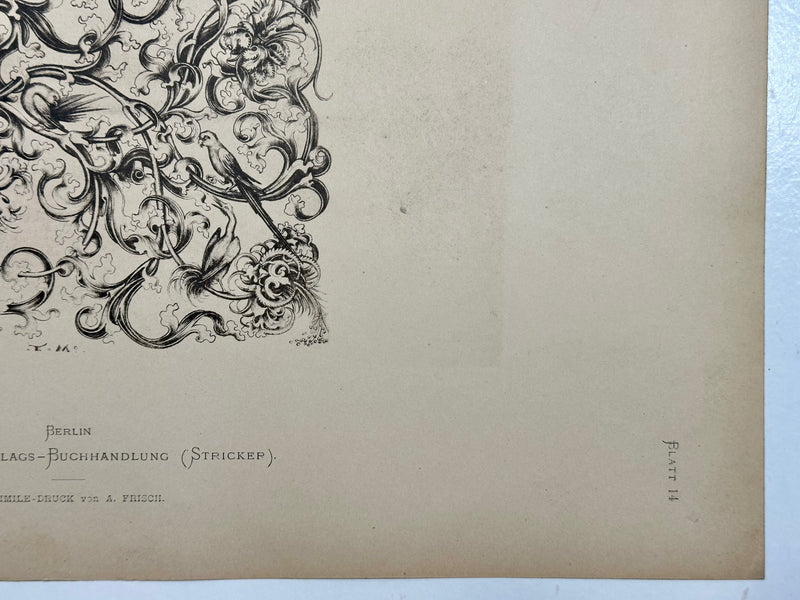 19th Century Decorative Art Ornament Lithograph Portfolio Print Germany 1877 #14   - TvMovieCards.com
