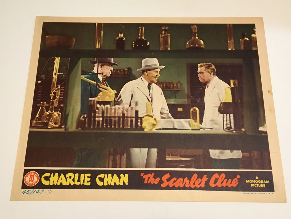 Original Charlie Chan - Scarlet Clue Lobby Card #1 Sidney Toler Mantan Moreland   - TvMovieCards.com