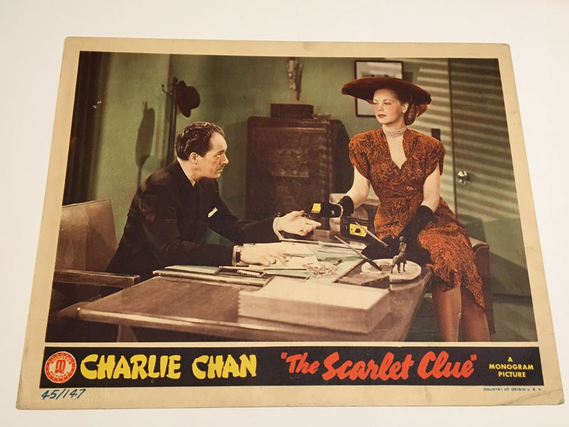 Original Charlie Chan - Scarlet Clue Lobby Card #4 Sidney Toler Mantan Moreland   - TvMovieCards.com