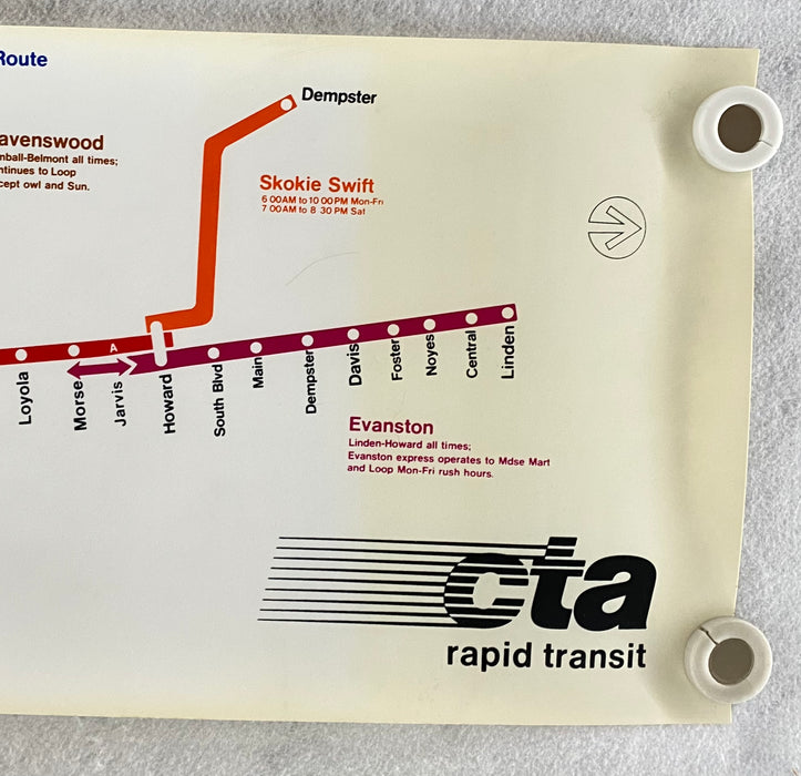Original 1964 Chicago Transit CTA Train 'L' System Map- Carcard Map 11"x47"   - TvMovieCards.com