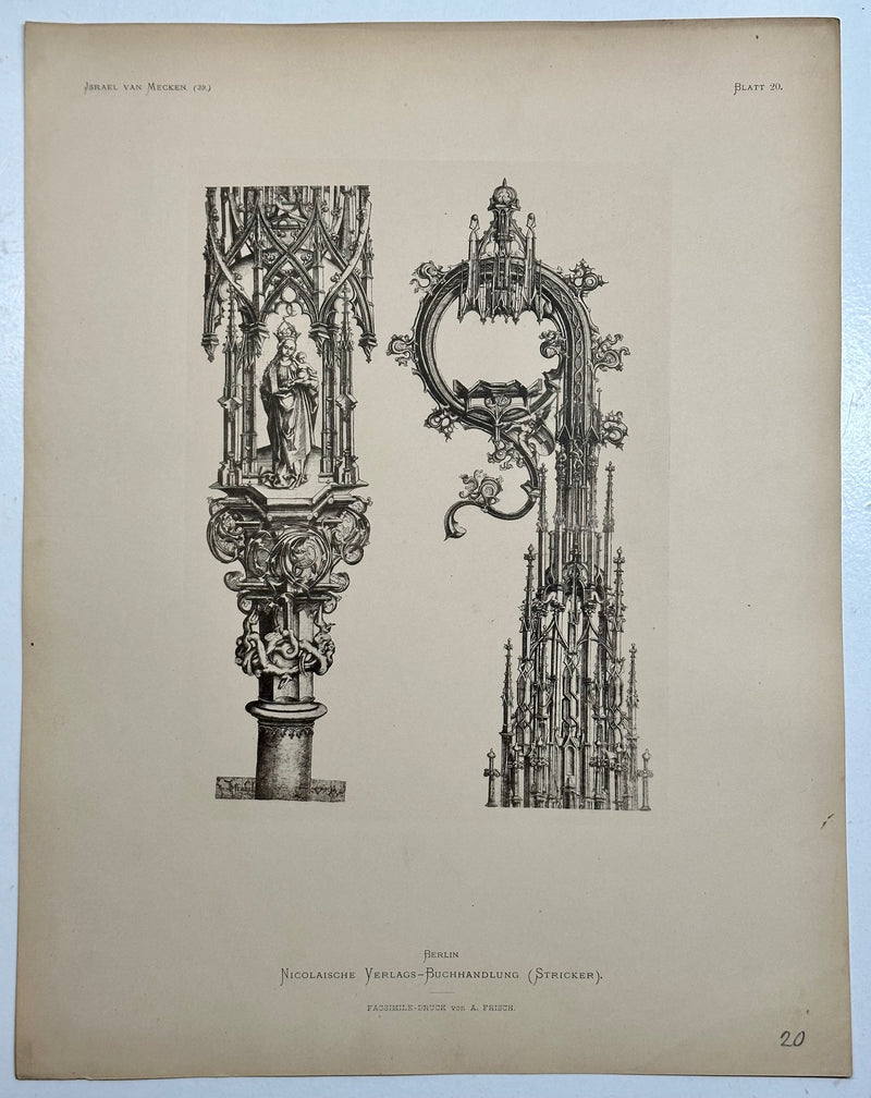 19th Century Decorative Art Ornament Lithograph Portfolio Print Germany 1877 #20   - TvMovieCards.com