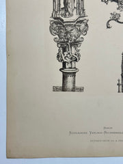 19th Century Decorative Art Ornament Lithograph Portfolio Print Germany 1877 #20   - TvMovieCards.com