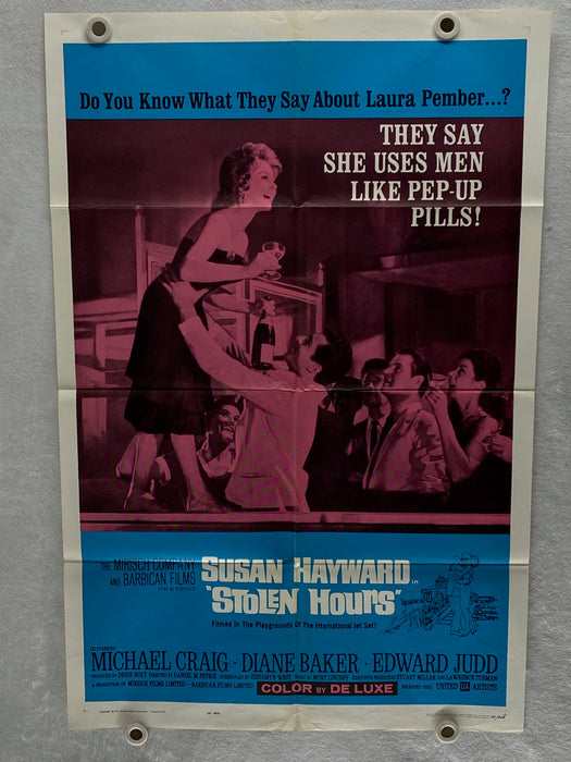 Stolen Hours 1963 Original 1SH Movie Poster 27 x 41 Susan Hayward Michael Craig   - TvMovieCards.com