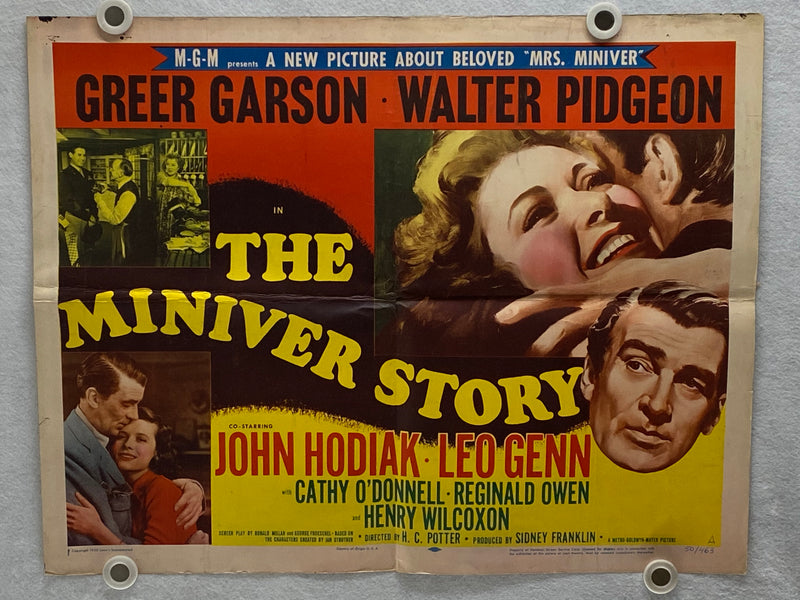 The Miniver Story 1950 Original Half Sheet Movie Poster 22 x 28 Greer Garson   - TvMovieCards.com