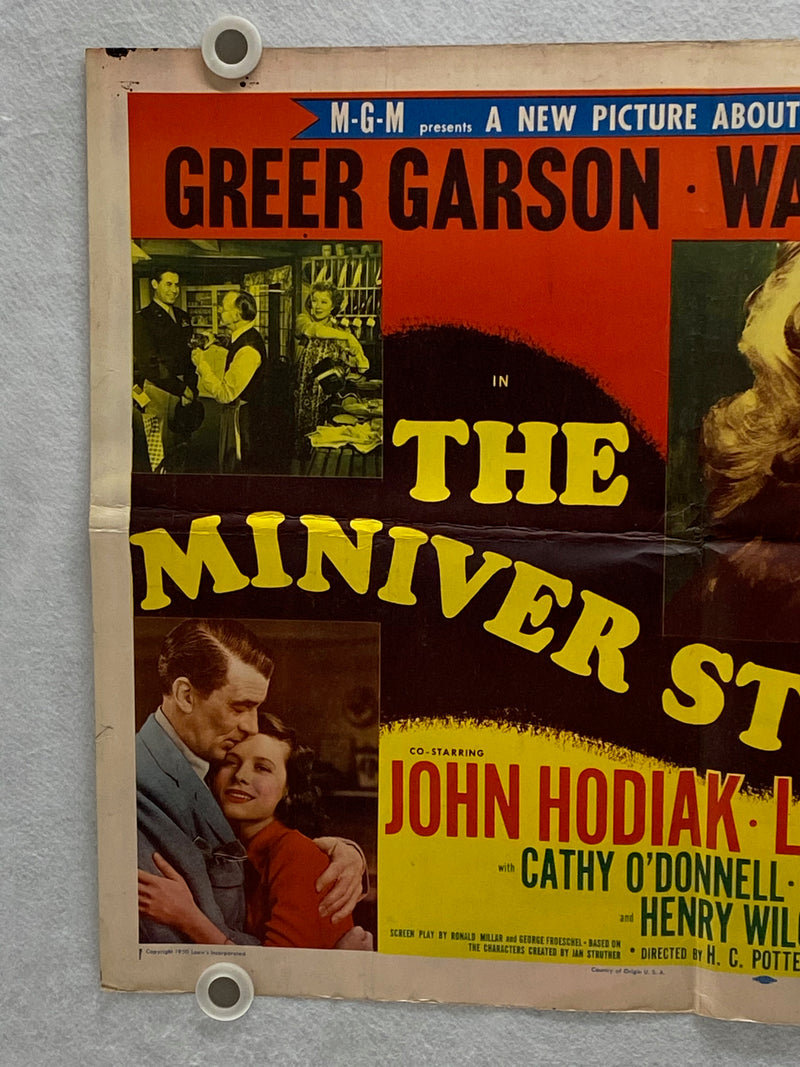 The Miniver Story 1950 Original Half Sheet Movie Poster 22 x 28 Greer Garson   - TvMovieCards.com
