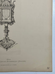 19th Century Decorative Art Ornament Lithograph Portfolio Print Germany 1877 #21   - TvMovieCards.com