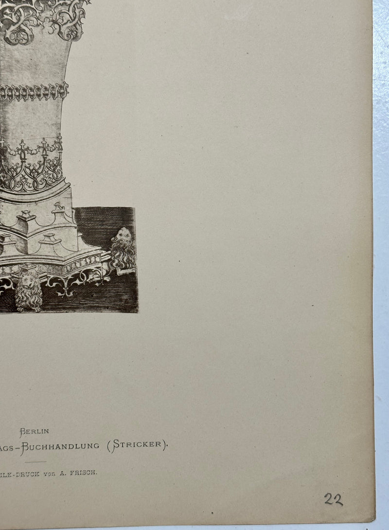 19th Century Decorative Art Ornament Lithograph Portfolio Print Germany 1877 #22   - TvMovieCards.com