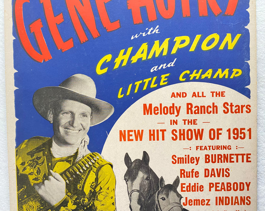 1952 Gene Autry Live Show Window Card 14 x 22 Burlington Memorial Auditorium Iow   - TvMovieCards.com