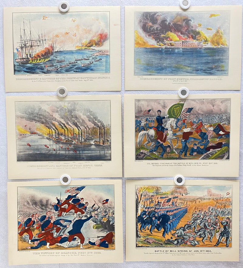Currier & Ives Civil War Hand Colored Engraving Portfolio #1 Set of 6 Prints   - TvMovieCards.com