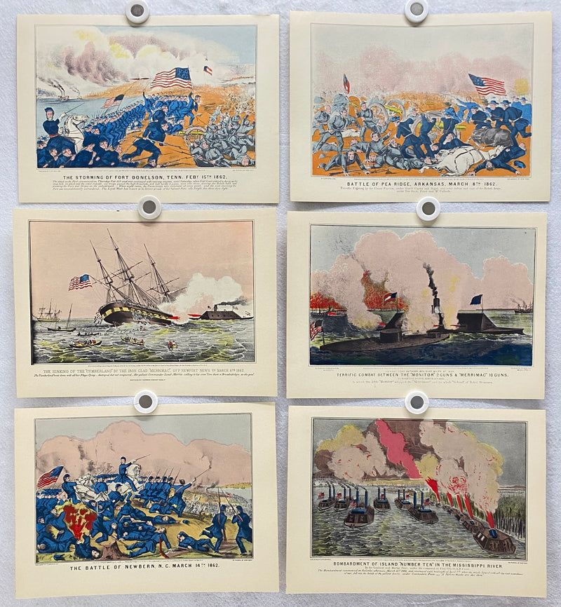 Currier & Ives Civil War Hand Colored Engraving Portfolio #2 Set of 6 Prints   - TvMovieCards.com