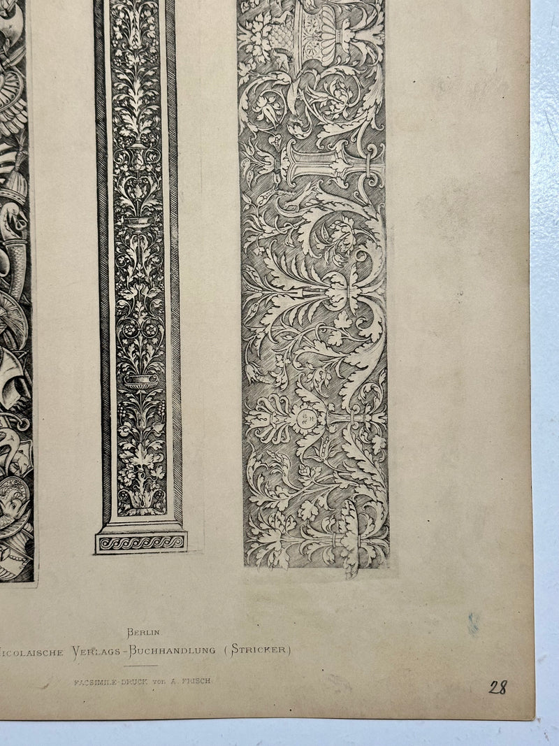 19th Century Decorative Art Ornament Lithograph Portfolio Print Germany 1877 #28   - TvMovieCards.com