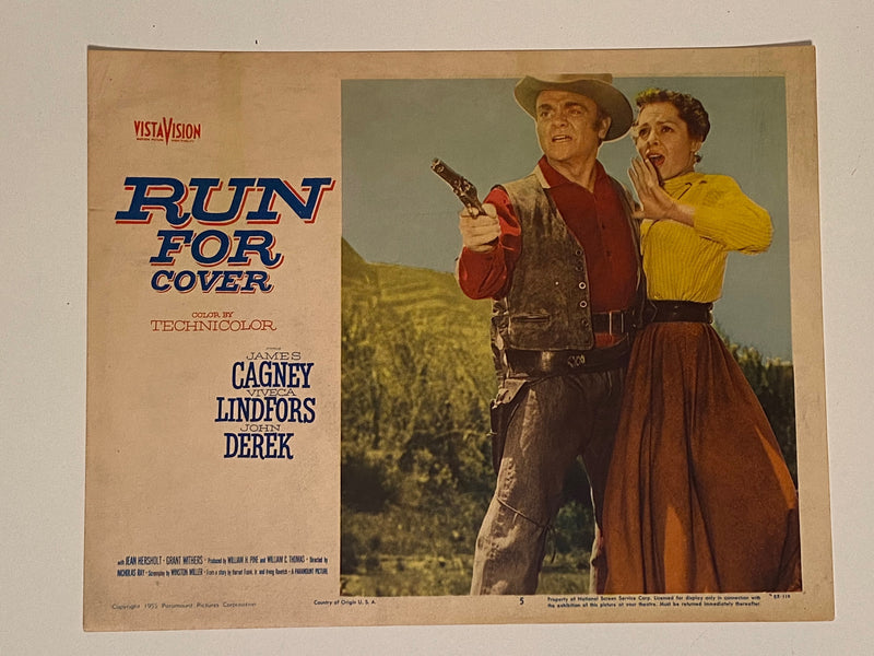 1955 Run for Cover Lobby Card 11 x 14  James Cagney, Viveca Lindfors, John Derek   - TvMovieCards.com