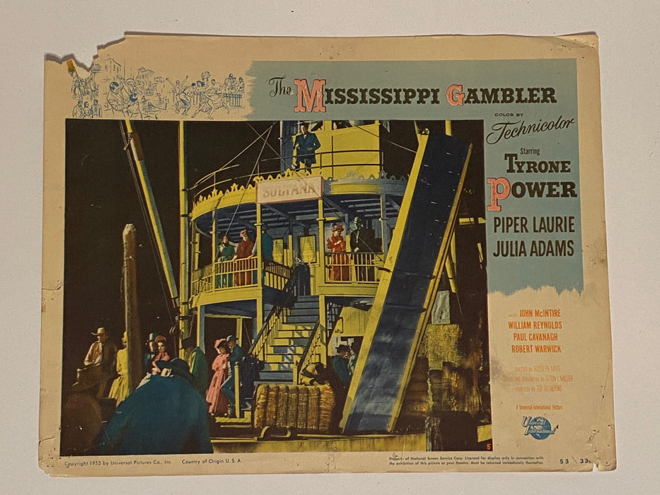 1953 Mississippi Gambler Lobby Card #5 11 x 14 Kent Taylor, Frances Langford   - TvMovieCards.com