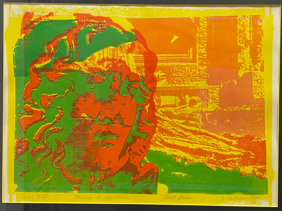 1970 Robert Perez Lithograph Signed Artist Proof "Thinking Of My Amima" 21 x 25   - TvMovieCards.com