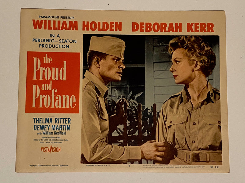 1956 The Proud and Profane Lobby Card 11 x 14 William Holden, Deborah Kerr   - TvMovieCards.com