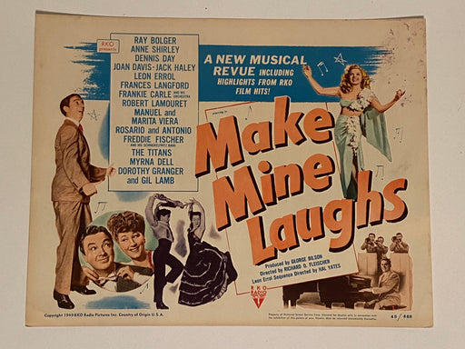 1949 Make Mine Laughs #1 Lobby Card 11 x 14 Joan Davis, Dennis Day, Ray Bolger   - TvMovieCards.com