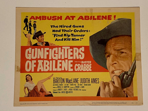 1959 Gunfighters of Abilene Lobby Card 11 x 14 Buster Crabbe, Barton MacLane   - TvMovieCards.com