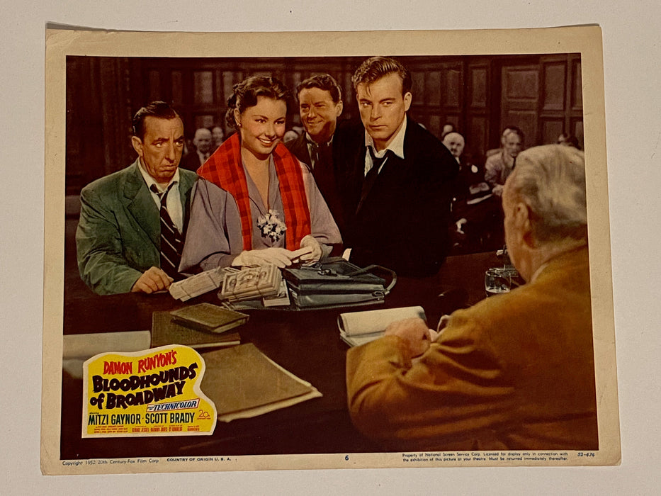 1952 Bloodhounds of Broadway #6 Lobby Card 11 x 14 Mitzi Gaynor, Scott Brady   - TvMovieCards.com