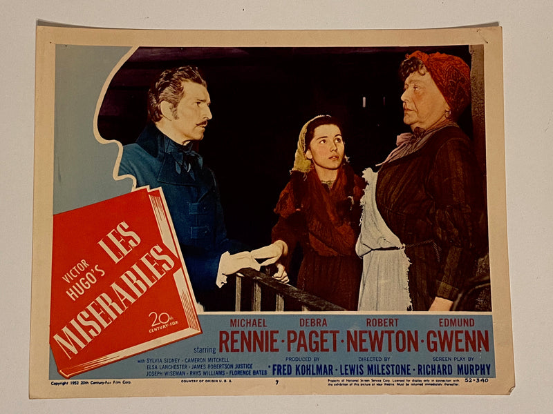 1952 Les Miserables #7 Lobby Card 11 x 14 Michael Rennie, Robert Newton   - TvMovieCards.com