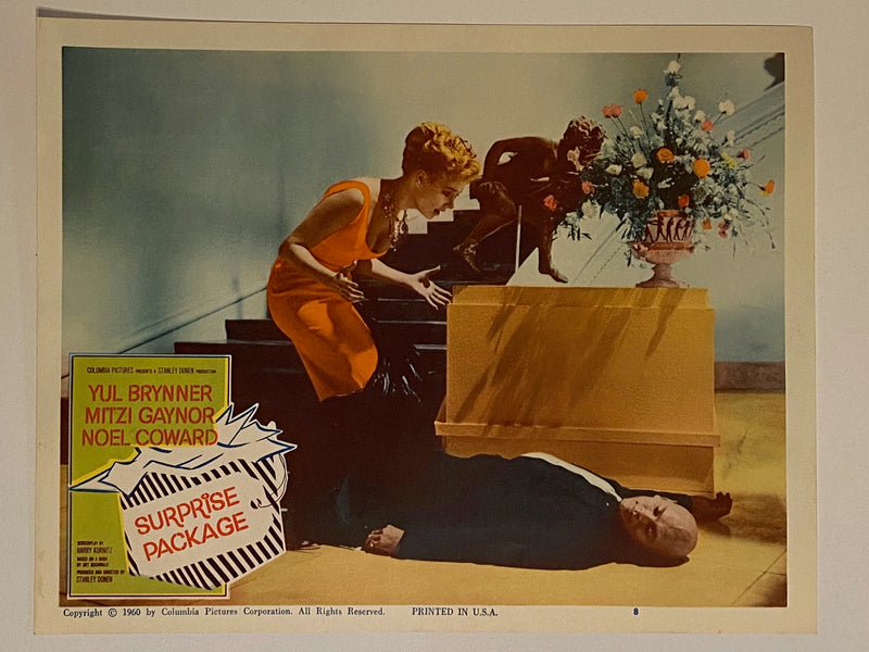 1960 Surprise Package #8 Lobby Card 11 x 14 Yul Brynner Mitzi Gaynor Noël Coward   - TvMovieCards.com
