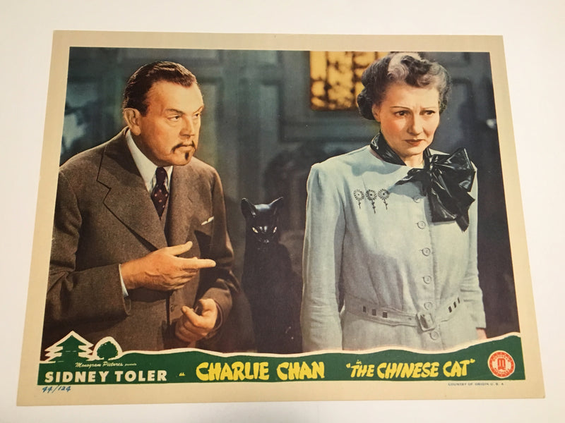 Original Charlie Chan 1944 - The Chinese Cat Lobby Card #1 Sidney Toler Mantan   - TvMovieCards.com