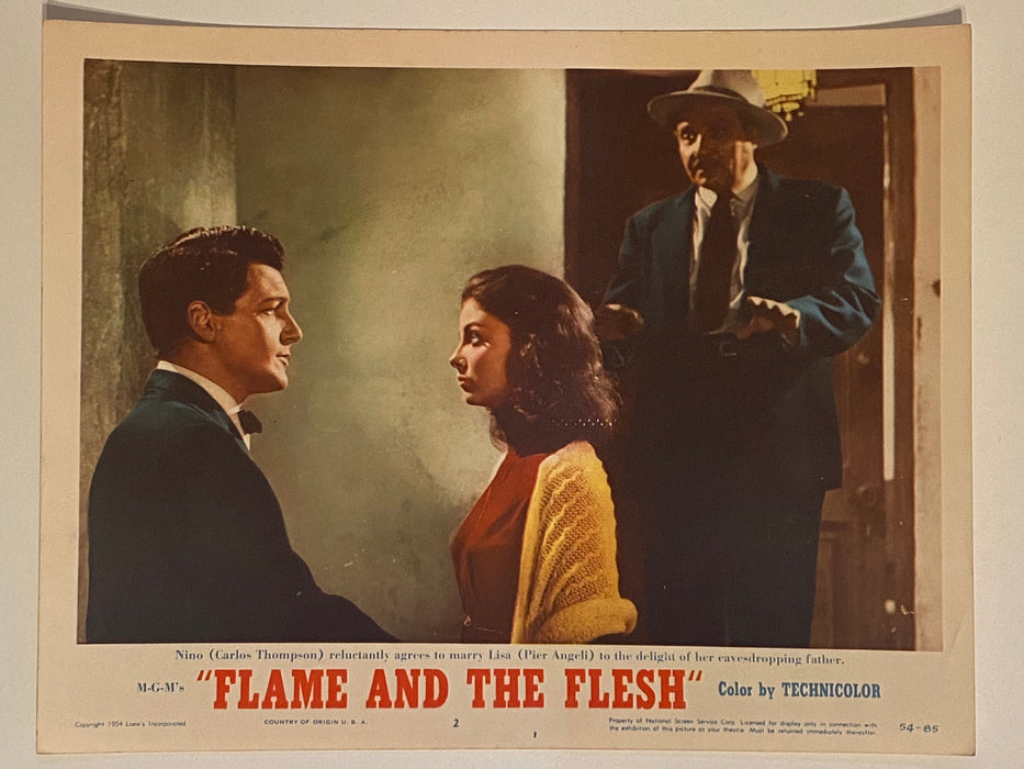 1954 Flame and the Flesh #2 Lobby Card 11 x 14 Lana Turner, Pier Angeli, Carlos   - TvMovieCards.com