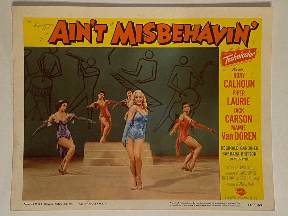 1955 Ain't Misbehavin' Lobby Card 11 x 14 Rory Calhoun, Piper Laurie Jack Carson   - TvMovieCards.com