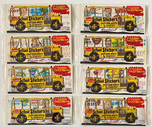 Vintage 1985 Fleer School Stickers (8) Factory Sealed Cello Packs   - TvMovieCards.com