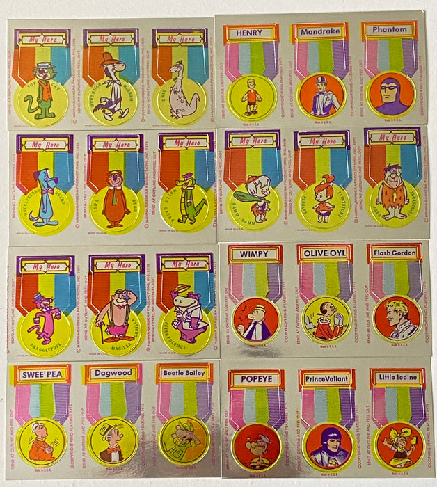 1975 Hanna Barbera Make Em Heroes Put-Ons Vintage Uncut Foil Sticker Card Set   - TvMovieCards.com