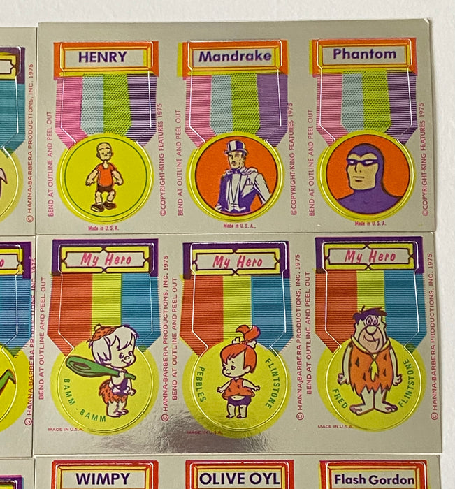 1975 Hanna Barbera Make Em Heroes Put-Ons Vintage Uncut Foil Sticker Card Set   - TvMovieCards.com