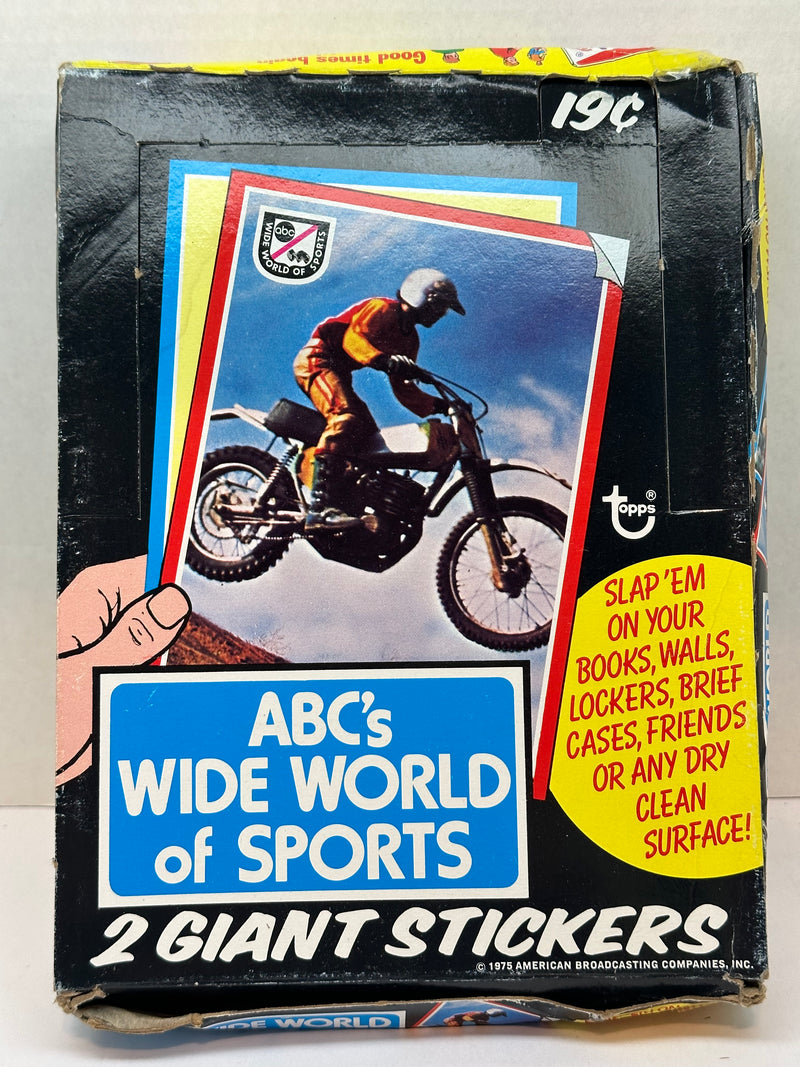 1975 Topps ABC's Wide World of Sports Bubble Gum Vintage Sticker Card Box   - TvMovieCards.com
