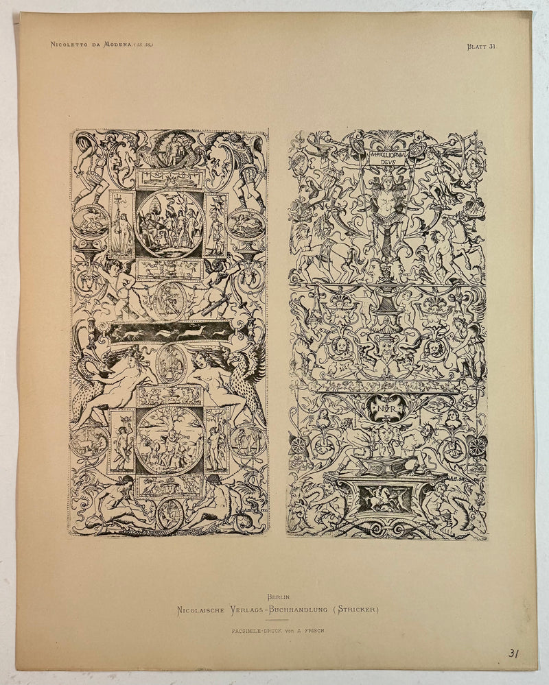 19th Century Decorative Art Ornament Lithograph Portfolio Print Germany 1877 #31   - TvMovieCards.com