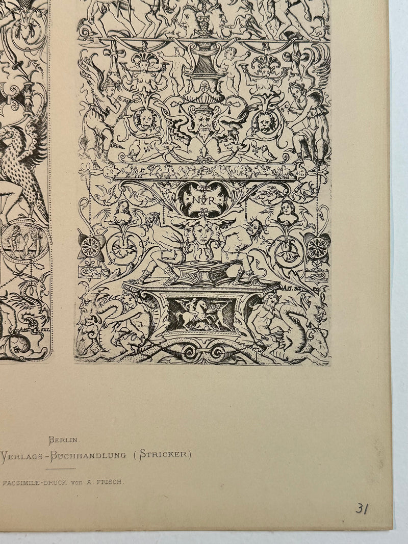 19th Century Decorative Art Ornament Lithograph Portfolio Print Germany 1877 #31   - TvMovieCards.com