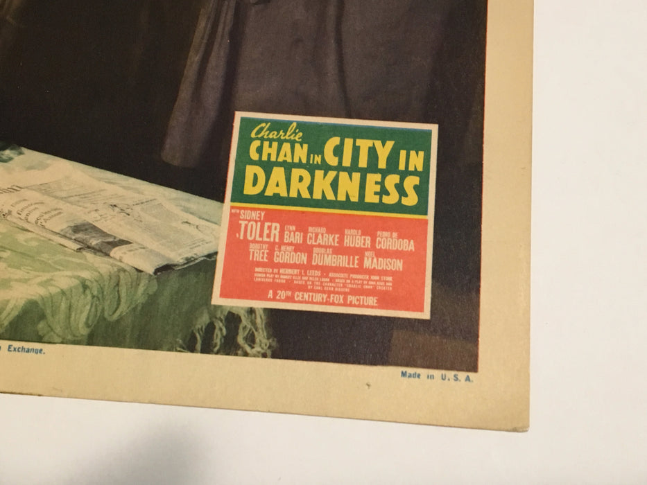 Original 1939 Charlie Chan - City in Darkness Lobby Card Sidney Toler Lon Chaney   - TvMovieCards.com