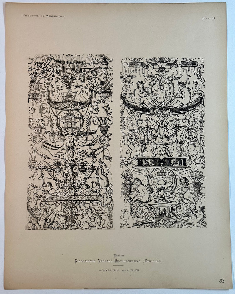 19th Century Decorative Art Ornament Lithograph Portfolio Print Germany 1877 #33   - TvMovieCards.com