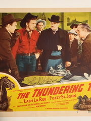 Original 1951 - Thundering Trail Lobby Card Signed by Lash La Rue   - TvMovieCards.com