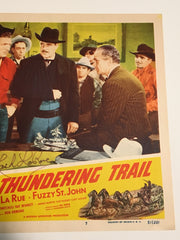 Original 1951 - Thundering Trail Lobby Card Signed by Lash La Rue   - TvMovieCards.com