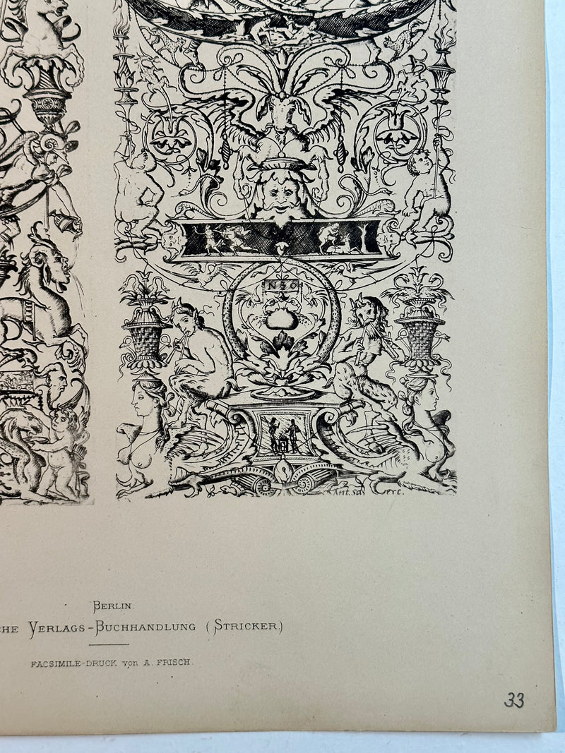 19th Century Decorative Art Ornament Lithograph Portfolio Print Germany 1877 #33   - TvMovieCards.com