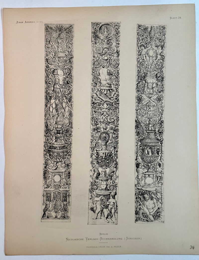 19th Century Decorative Art Ornament Lithograph Portfolio Print Germany 1877 #34   - TvMovieCards.com
