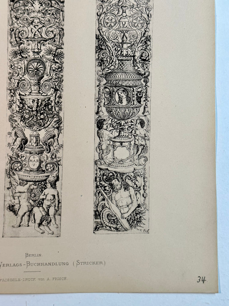19th Century Decorative Art Ornament Lithograph Portfolio Print Germany 1877 #34   - TvMovieCards.com