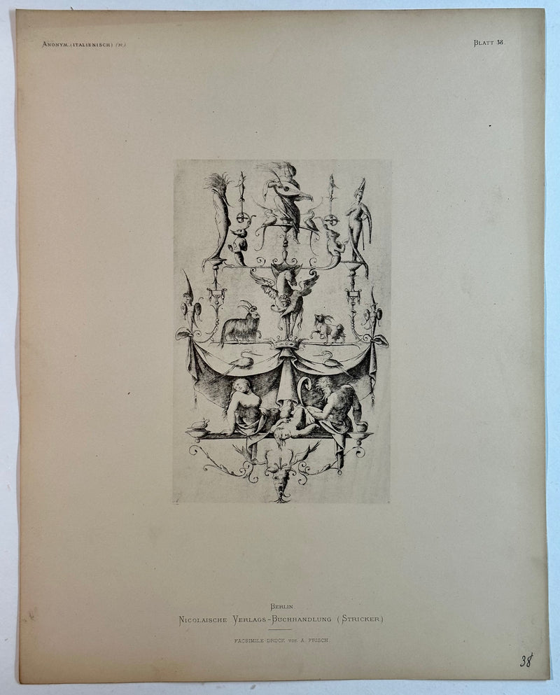 19th Century Decorative Art Ornament Lithograph Portfolio Print Germany 1877 #38   - TvMovieCards.com