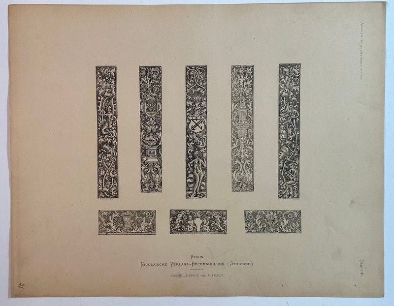 19th Century Decorative Art Ornament Lithograph Portfolio Print Germany 1877 #41   - TvMovieCards.com