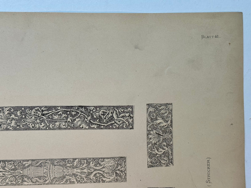 19th Century Decorative Art Ornament Lithograph Portfolio Print Germany 1877 #41   - TvMovieCards.com