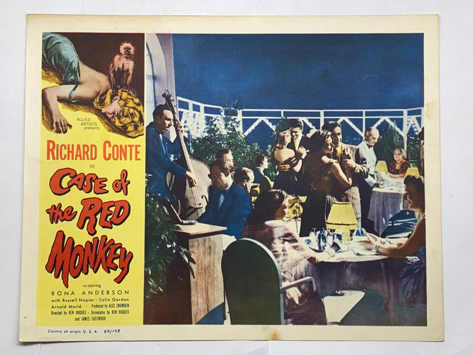 1955 The Case of the Red Monkey 11x14 Lobby Card Richard Conte Rona Anderson   - TvMovieCards.com