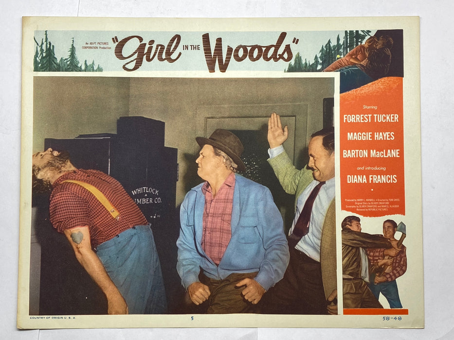 1958 Girl in the Woods 11x14 Lobby Card #5 Forrest Tucker Margaret Hayes   - TvMovieCards.com