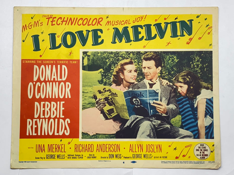 1953 I Love Melvin 11x14 Lobby Card #4 Donald O'Connor, Debbie Reynolds   - TvMovieCards.com
