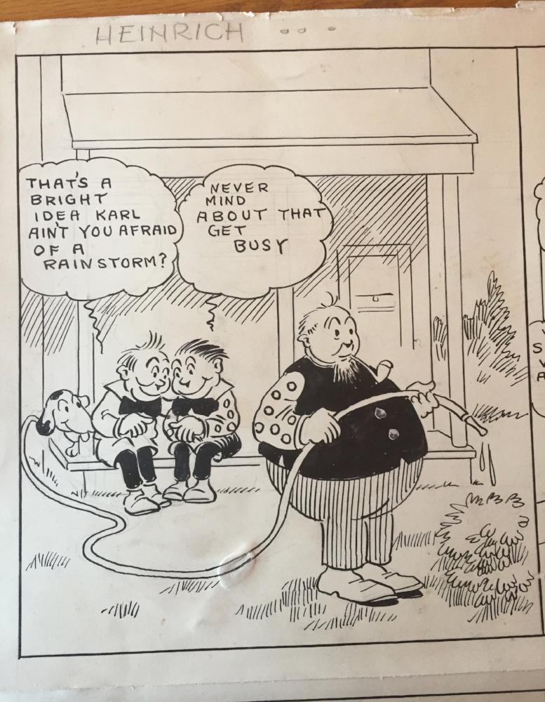 Heinrich Comic Strip Original Art By Odell Dean 1928  Back  Gee thats better tha   - TvMovieCards.com