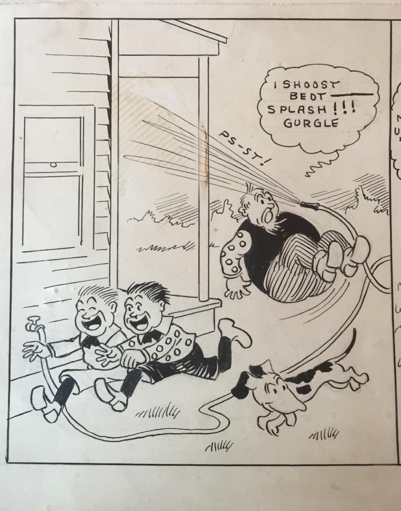 Heinrich Comic Strip Original Art By Odell Dean 1928  Back  Gee thats better tha   - TvMovieCards.com