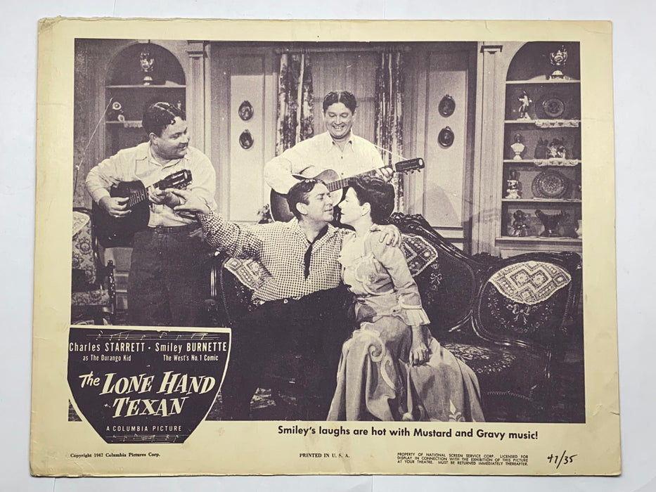 1947 The Lone Hand Texan Lobby Card 11x14 Charles Starrett Smiley Burnette   - TvMovieCards.com